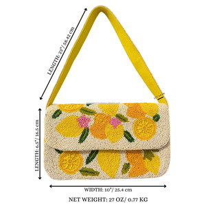 Bolso de hombro de limón con cuentas hecho a mano, patrón geométrico, para mujer, con asa única, moda otoño, bolso tote, personalizado, al por mayor, multicolor, con aros - Product Image 2