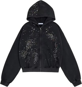 Manufacturer <b>Rhinestone</b> <b>Hoodies</b> Lightweight Low MOQ <b>Rhinestone</b> <b>Hoodies</b> Customized Color <b>Rhinestone</b> <b>Hoodies</b> Pakistan - Product Image 1