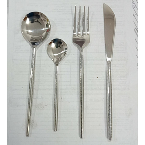 Juego de cubiertos de lujo en oro mate, de acero inoxidable premium con mangos delgados para una cena moderna, apto para lavavajillas. - Product Image 2