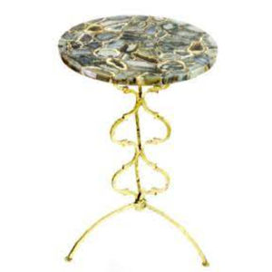 โต๊ะกาแฟทรงกลมหน้าโลหะคุณภาพดีเยี่ยม ดีไซน์ลวดลายใหม่ล่าสุด ชุบทองเกรดสูง พร้อมขาตั้งสีดำ - Product Image 4