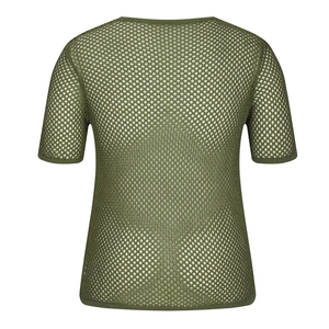 Unisex <b>Mesh</b> Short Sleeve Crew Neck <b>Top</b> Breathable Hollow Out Dot Pattern Summer Leisure Shirt Adults Regular Fit Polyester Tee - Product Image 6