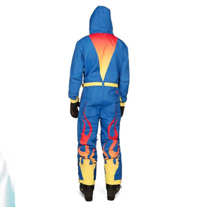 Custom <b>Men</b> One Piece Ski <b>Suit</b> <b>Waterproof</b> Windproof Flame Print Snowboard Jumpsuit with Hood and Belt - Product Image 4