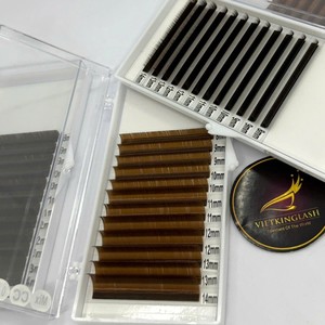 Fabricant OEM d'extensions de cils, plateau individuel 12/16 rangées, noir et marron, courbure CC/DD/M/L, cheveux synthétiques, étiquette personnalisée - Product Image 4