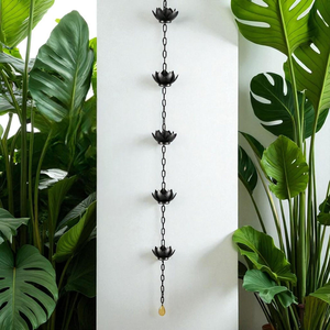 รางน้ำฝนโลหะเคลือบสีดำดีไซน์ทันสมัยรูปดอกบัว สำหรับตกแต่งบ้านและสวน - Product Image 3