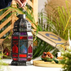 Lanterne marocaine artisanale en fer, lampe à bougie suspendue pour la décoration intérieure et extérieure de la maison et du jardin - Product Image 2