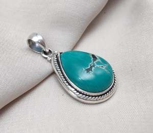 Pendentif turquoise bleu, argent sterling 925, pierre précieuse naturelle, fabrication artisanale, fabricant en gros de bijoux - Product Image 4