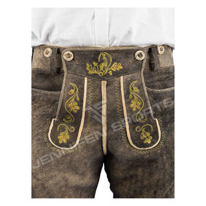 Pantalones Cortos Lederhosen Tradicionales Bávaros para Hombre, 100% Cuero Vacuno Genuino con Diseño Bordado Personalizado - Product Image 2