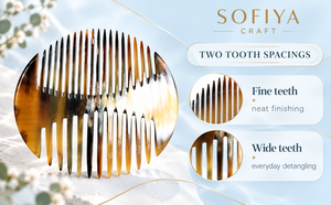 Peigne démêlant rond artisanal SOFIYA CRAFT en corne naturelle, écologique, poli, outil de coiffure moderne - Product Image 4