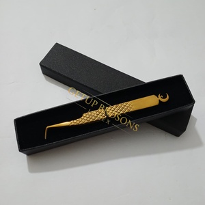 Pinzas de Extensión de Pestañas de Alta Calidad GETUP BROSONS IMPEX, de Acero Inoxidable Dorado con Plasma, Antiestáticas, con Punta Suave, Juego de Pinzas con Logotipo Personalizado - Product Image 2