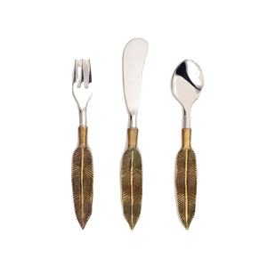 Juego de cubiertos de acero inoxidable personalizable con nuevo diseño de hojas Juego de cucharas de mesa desechables para bodas y hoteles - Product Image 1