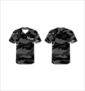 เสื้อเบสบอลลายพรางสีดำสำหรับผู้ชาย แบรนด์ Ferocious คอวี แขนสั้น ระบายเหงื่อได้ดี พิมพ์ลายแบบ Sublimation ทรงปกติ - Product Image 1