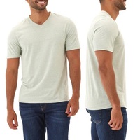 T-shirts d'été pour hommes grande taille, coupe ajustée, tricot uni, écologiques, séchage rapide, 210g, 100% coton, col en V, fabriqués au Bangladesh