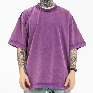 T-shirt en coton uni surdimensionné pour homme, personnalisé avec votre marque, à manches courtes, col rond, décontracté, en jersey tricoté, design simple - Product Image 3