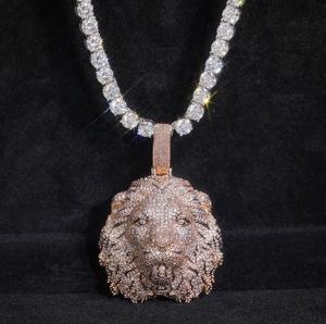 Pendentif Tête de Lion Sertie de Pierres, Bijoux Hip Hop de Luxe, Pendentif Animal Personnalisé, Pendentif Unisexe de Luxe - Product Image 5