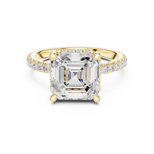 แหวนเพชรทองคำแท้ 14K สีเหลืองสำหรับผู้หญิง ทรง Asscher คุณภาพเยี่ยม พร้อมใบรับรอง GRA ของขวัญสุดหรู - Product Image 3