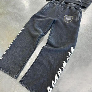 Conjunto de Sudadera con Capucha y Pantalones Deportivos Anchos de Estilo Urbano Vintage para Invierno, Personalizados con Impresión DTG, 100% Algodón, para Hombre - Product Image 3