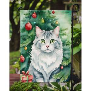 American Curl Cat Drapeau de jardin d'arbre de Noël Boîte aux lettres multicolore Bannière décorative de cour pour les œuvres d'art de patio et les lits de jardin - Product Image 3