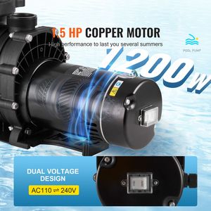 Pompa per Piscina Monovelocità 1.5 HP con 110V/240V 3450 RPM, Prevalenza Massima 50.9 ft, 100 GPM per Filtrazione Piscine Interrate - Product Image 3