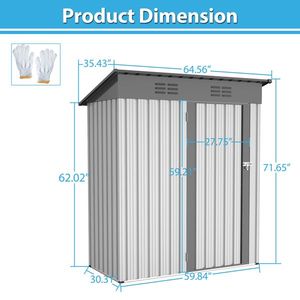 5 Ft. W X 3 Ft. D Outdoor Metal Garden Tool Storage Shed - Product Image 2