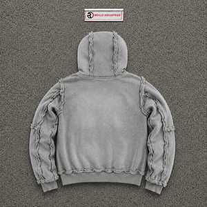 Sudadera con capucha clásica con cremallera, gris claro, estilo vintage, premium, urbana, icónica, oversize, de forro polar, informal, para otoño - Product Image 6