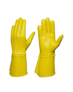 Genuine Leather Medieval Gauntlet <b>Gloves</b> Long Cuff Knight <b>Gloves</b> for Men Premium Yellow Costume Vintage We - Product Image 3