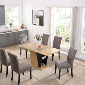 Tavolo da Pranzo Allungabile Moderno da 61,81 Pollici con Vano Portaoggetti Integrato, Struttura in Metallo Robusto e Base in MDF - Product Image 5