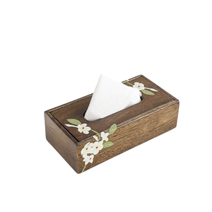 Boîte à mouchoirs en bois naturel en forme de cube, pour comptoir de salle de bain, décoration de table pour la maison et le bureau, boîtes à mouchoirs en solde - Product Image 2
