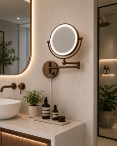 Miroir grossissant double face avec éclairage LED pour le maquillage et la rasage, idéal pour les hôtels, salles de bain, coiffeuses et chambres d'hôtes. - Product Image 6