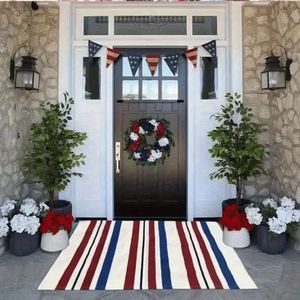 Design unico stile americano patriottico a strisce a stelle 31x20 pollici tappetino antiscivolo esterno macchina lavabile rosso bianco blu stelle - Product Image 1