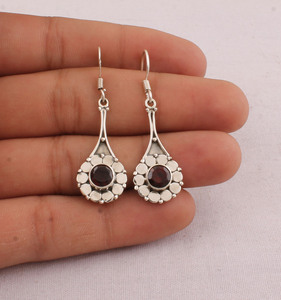 Wholesale Shree Jaipur <b>Silver</b> 925 Sterling <b>Silver</b> Lapis Lazuli Bezel Setting <b>Dangle</b> <b>Earrings</b> Vintage Handcrafted Flower Petal - Product Image 4