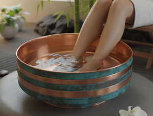 Bassin de thérapie des pieds Royal Copper Serenity à immersion profonde avec finition antique, usage commercial en salon, durable et portable - Product Image 6