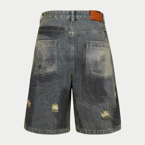 Nouveau Jean en Denim Tricoté Droit Effet Vieilli de Haute Qualité, Coton, Design Personnalisé, Vintage, Déchiré, Impression Réfléchissante - Product Image 2