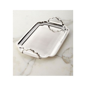 Plateau de service pour thé et café en acier inoxydable avec poignées dorées, plateau de service pour desserts de qualité supérieure pour usage domestique - Product Image 4