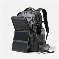 Sac à dos solaire à grande capacité avec cadre interne et fermeture éclair, panneau solaire pliable pour la randonnée, le camping et les voyages en extérieur