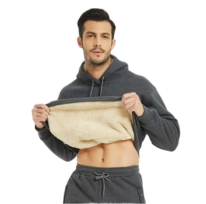 Custom Solid Oversized <b>Thick</b> Blank Sherpa <b>Fleece</b> Breathable Cotton/Polyester Hoodie High Quality Heavy Weight Winter Digital <b>Men</b> - Product Image 6