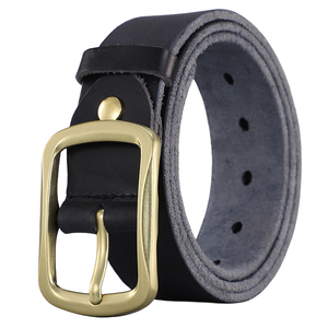 Ceinture en cuir pleine fleur classique pour homme, en cuir de vachette, avec boucle ardillon en alliage, durable et légère, pour jeans, vente en gros d'usine - Product Image 3