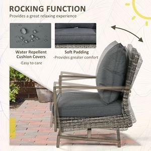 Set Bistrot da Esterno Grigio Scuro con Cuscini Morbidi e Funzione Dondolo, Arredamento per Giardino, Prato e Veranda - Product Image 4