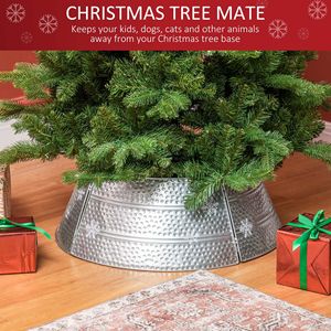 Collare per Albero di Natale Fatto a Mano da 26 Pollici in Argento con Anello in Acciaio e Decorazione a Fiocco di Neve Inciso, Decorazione Natalizia Fai-da-Te da Appendere - Product Image 4