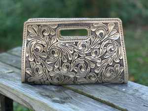 Bolso de mano de noche tipo clutch para mujer, de moda, con bordados florales y grabados, hecho a mano, de cuero 100% genuino, personalizado, venta al por mayor 2026 - Product Image 2