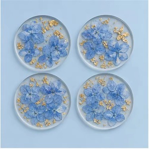 Handmade Modern Design Epoxy Resin Pressed Flower <b>Coasters</b> with <b>Gold</b> Foil 10 CM Diameter-REHMAN CRAFT - Product Image 3