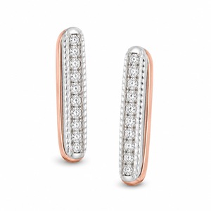 Pendientes Colgantes Roy Diamond Chapados en Oro Rosa de 18K con Diamantes de Corte Brillante Certificados por IGI y Engaste de Canal de Lujo - Product Image 3