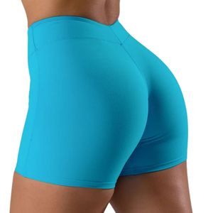 Shorts de sport pour femme, bleu aqua, taille mi-haute, à dos échancré, à compression, pour le yoga, la gym, l'entraînement et le fitness - Product Image 3