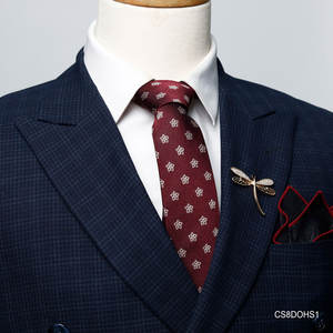 Cravate de luxe pour homme 100% soie de mûrier pure - Design exclusif tissé rouge |   CS8DOHS1 |   Collection Tinh Vu Vietnam - Product Image 5