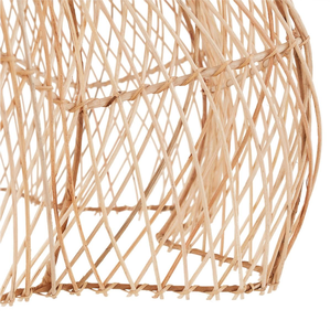 Abat-jour en rotin tressé en treillis ouvert, forme dôme évasé ondulé, pour lampe suspendue à col étroit allongé - Product Image 3