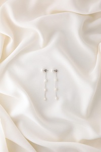 Boucles d'oreilles pendantes longues en argent sterling plaqué or avec perles, mignonnes, pour mariée, clous d'oreilles pour mariage, anniversaire, fête, bijoux - Product Image 4