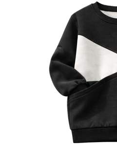 Sweat-shirt personnalisé noir et blanc pour femme, col rond, coupe décontractée, oversize, hiver, mode sur mesure - Product Image 3