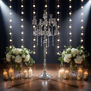 Décoration de Noël, chandelier à 9 bras, nouveau design, gouttes de cristal, porte-bougie, tendance, chandelier fait main, en vente - Product Image 1