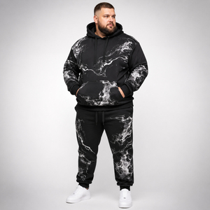 Ensemble survêtement homme personnalisé imprimé, en molleton de coton épais, grande taille, avec sweat à capuche et pantalon de jogging tie-dye - Product Image 2