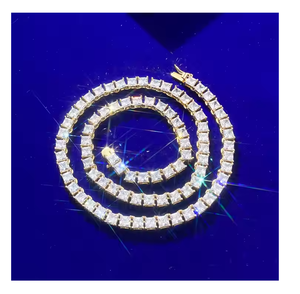 Cadena de Tenis de Moissanita con Colgante Brillante, Collar Unisex Moderno Estilo Hip Hop - Product Image 1