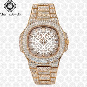 Charm_Jewells Luxury Gold <b>Diamond</b> <b>Watch</b> Analog Quartz Irregular Case Women's Fashion 42mm Folding Clasp - Product Image 3
